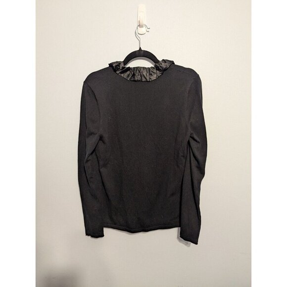 j mclaughlin womens large black long sleeve cardigan dressy satin ruffles - Picture 9 of 9